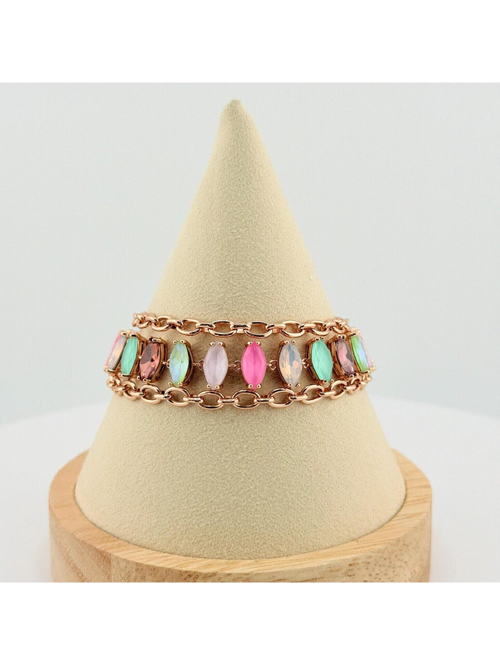 Bomb Party Retro Jewel Candy "The Lennon" Rbp7388 Peach Honeydew On Rose Gold